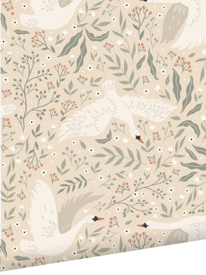 Entrega inmediata Papel mural Cisnes