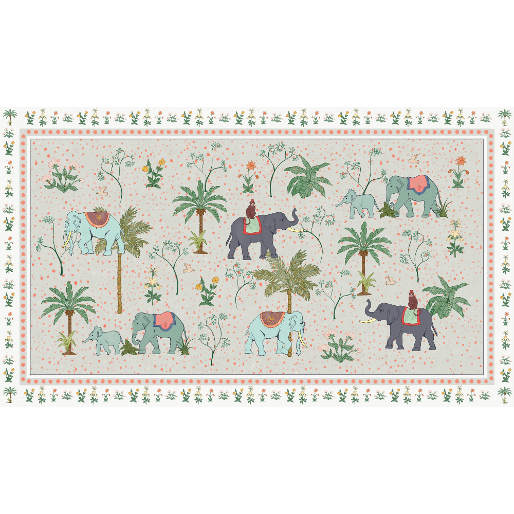Alfombra Paisaje Elefantes