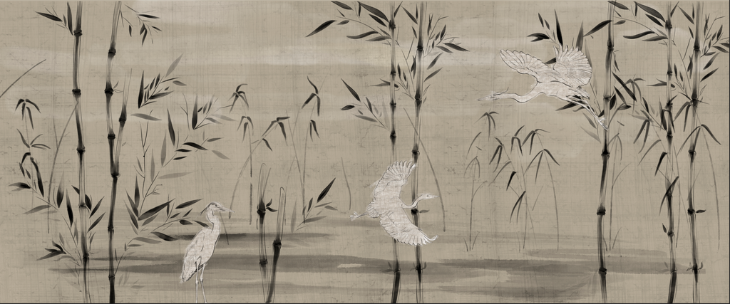 Papel Mural Paisaje Garzas