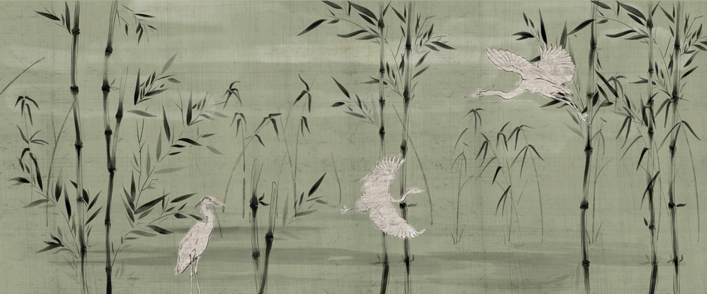 Papel Mural Paisaje Garzas