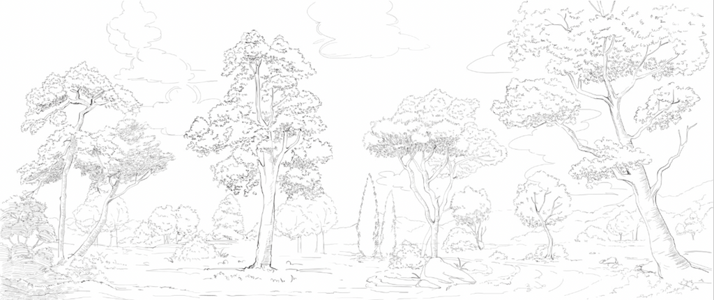 Papel Mural Paisaje Croqui