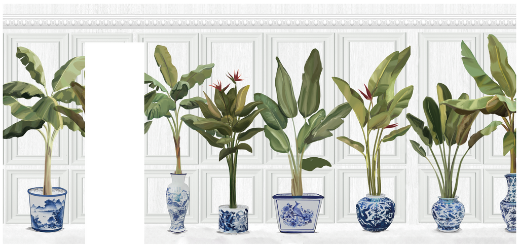 Entrega Inmediata Papel Mural Maceteros con puerta