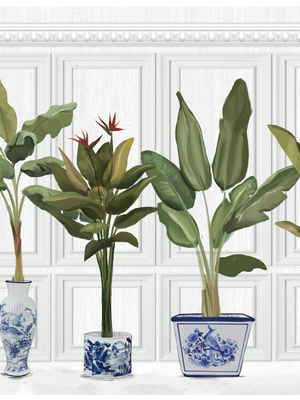 Entrega Inmediata Papel Mural Maceteros con puerta