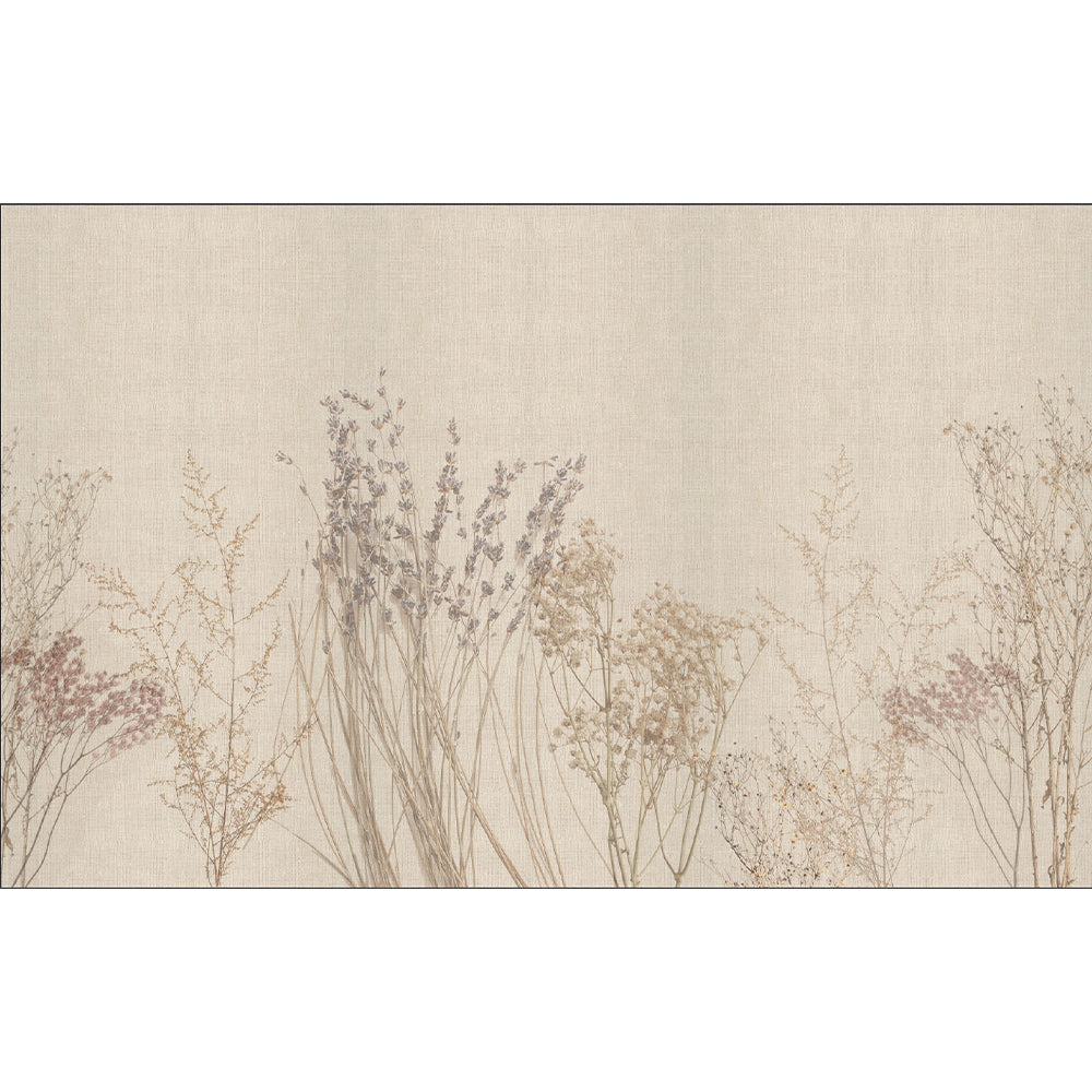 Papel Mural Arpillera Flores Secas