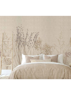 Papel Mural Arpillera Flores Secas