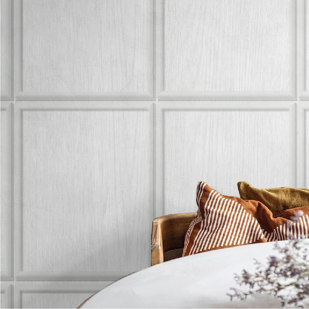 Papel Mural Boiserie blanco y negro