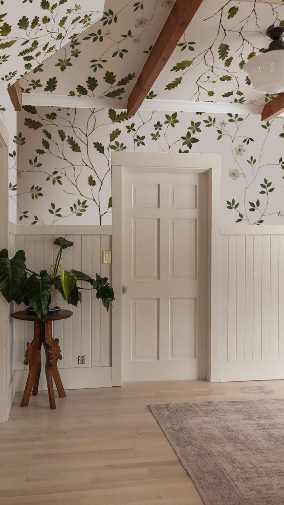 Papel Mural Techo Hojas y Flores